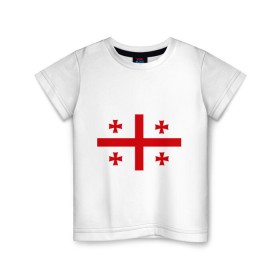Детская футболка хлопок с принтом Грузия в Петрозаводске, 100% хлопок | круглый вырез горловины, полуприлегающий силуэт, длина до линии бедер | грузии | грузин | грузины | грузия | флаг
