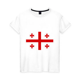 Женская футболка хлопок с принтом Грузия в Петрозаводске, 100% хлопок | прямой крой, круглый вырез горловины, длина до линии бедер, слегка спущенное плечо | грузии | грузин | грузины | грузия | флаг