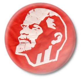 Значок с принтом Ленин в Петрозаводске,  металл | круглая форма, металлическая застежка в виде булавки | ленин | революция | социализм | союз | ссср