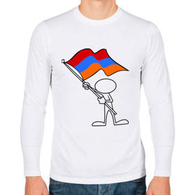 Мужской лонгслив хлопок с принтом Армения (человек с флагом) в Петрозаводске, 100% хлопок |  | Тематика изображения на принте: armenia | армении | армения | армяне | армянин | армянка | ереван | флаг