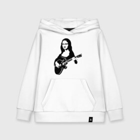 Детская толстовка хлопок с принтом Мона лиза с гитарой в Петрозаводске, 100% хлопок | Круглый горловой вырез, эластичные манжеты, пояс, капюшен | гитара