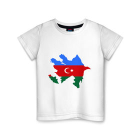 Детская футболка хлопок с принтом Azerbaijan map в Петрозаводске, 100% хлопок | круглый вырез горловины, полуприлегающий силуэт, длина до линии бедер | Тематика изображения на принте: azerbaijan | azerbaijan map | map | азербайджан | азербайджанец | карта азербайджана