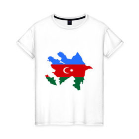 Женская футболка хлопок с принтом Azerbaijan map в Петрозаводске, 100% хлопок | прямой крой, круглый вырез горловины, длина до линии бедер, слегка спущенное плечо | azerbaijan | azerbaijan map | map | азербайджан | азербайджанец | карта азербайджана