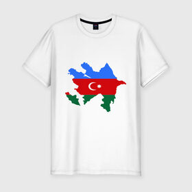Мужская футболка премиум с принтом Azerbaijan map в Петрозаводске, 92% хлопок, 8% лайкра | приталенный силуэт, круглый вырез ворота, длина до линии бедра, короткий рукав | azerbaijan | azerbaijan map | map | азербайджан | азербайджанец | карта азербайджана