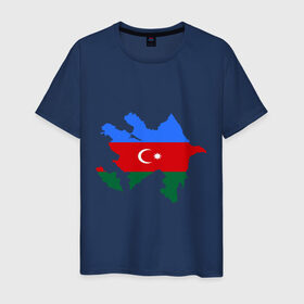 Мужская футболка хлопок с принтом Azerbaijan map в Петрозаводске, 100% хлопок | прямой крой, круглый вырез горловины, длина до линии бедер, слегка спущенное плечо. | Тематика изображения на принте: azerbaijan | azerbaijan map | map | азербайджан | азербайджанец | карта азербайджана
