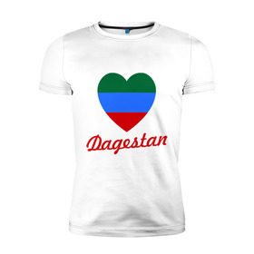 Мужская футболка премиум с принтом Dagestan Flag Heart в Петрозаводске, 92% хлопок, 8% лайкра | приталенный силуэт, круглый вырез ворота, длина до линии бедра, короткий рукав | 05 регион | даг | дагестан | дагестанец | даги | с любовью к дагестанцамкавказ | сердце | флаг