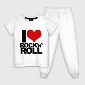 Детская пижама хлопок с принтом I love rock and roll в Петрозаводске, 100% хлопок |  брюки и футболка прямого кроя, без карманов, на брюках мягкая резинка на поясе и по низу штанин
 | Тематика изображения на принте: i love | rock | rock and roll | сердце | я люблю | я люблю рок н роллrock n roll