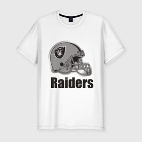 Мужская футболка премиум с принтом Raiders (2) в Петрозаводске, 92% хлопок, 8% лайкра | приталенный силуэт, круглый вырез ворота, длина до линии бедра, короткий рукав | Тематика изображения на принте: freeride | raiders | райдер | райдеры | фрирайд | шлем