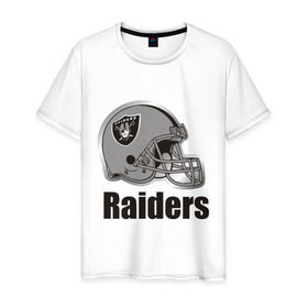 Мужская футболка хлопок с принтом Raiders (2) в Петрозаводске, 100% хлопок | прямой крой, круглый вырез горловины, длина до линии бедер, слегка спущенное плечо. | freeride | raiders | райдер | райдеры | фрирайд | шлем