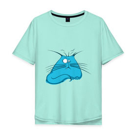 Мужская футболка хлопок Oversize с принтом Котяра в Петрозаводске, 100% хлопок | свободный крой, круглый ворот, “спинка” длиннее передней части | животные | жирный котэ | жирный котяра | котэ | котяра | прикольные животные | толстый котэ