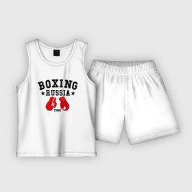 Детская пижама с шортами хлопок с принтом Boxing Russia time в Петрозаводске,  |  | boxing | boxing russia time | kickboxing | mix fight | бокс | боксер | кик бокс | кикбокс