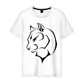 Мужская футболка хлопок с принтом Panther в Петрозаводске, 100% хлопок | прямой крой, круглый вырез горловины, длина до линии бедер, слегка спущенное плечо. | кошачьи | кошка | пантера | хищник