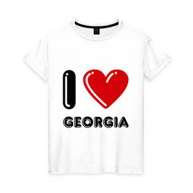 Женская футболка хлопок с принтом I love Georgia в Петрозаводске, 100% хлопок | прямой крой, круглый вырез горловины, длина до линии бедер, слегка спущенное плечо | georgia | i love | i love georgia | америка | сша | штат джорджия | я люблю джорджию