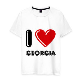 Мужская футболка хлопок с принтом I love Georgia в Петрозаводске, 100% хлопок | прямой крой, круглый вырез горловины, длина до линии бедер, слегка спущенное плечо. | georgia | i love | i love georgia | америка | сша | штат джорджия | я люблю джорджию