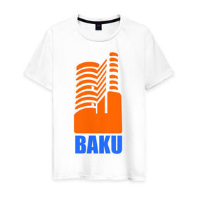 Мужская футболка хлопок с принтом Баку в Петрозаводске, 100% хлопок | прямой крой, круглый вырез горловины, длина до линии бедер, слегка спущенное плечо. | azerbaijan | baku | баку | баку  «гыз галасы»   «девичья башня»азербайджан