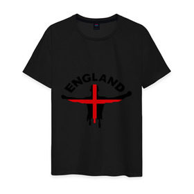 Мужская футболка хлопок с принтом Англия в Петрозаводске, 100% хлопок | прямой крой, круглый вырез горловины, длина до линии бедер, слегка спущенное плечо. | england | болельщик