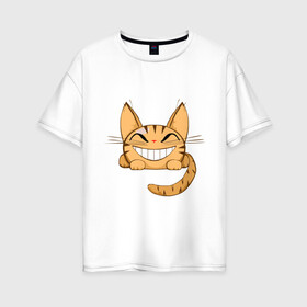 Женская футболка хлопок Oversize с принтом Cat (10) в Петрозаводске, 100% хлопок | свободный крой, круглый ворот, спущенный рукав, длина до линии бедер
 | киса | кот | котенок | котик | котэ | кошка