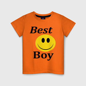 Детская футболка хлопок с принтом Best Boy в Петрозаводске, 100% хлопок | круглый вырез горловины, полуприлегающий силуэт, длина до линии бедер | best | boy | лучший пареньсмайл | смайлик | улыбка | улыбочка