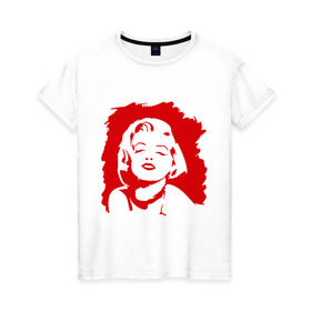 Женская футболка хлопок с принтом Merlin Monroe в Петрозаводске, 100% хлопок | прямой крой, круглый вырез горловины, длина до линии бедер, слегка спущенное плечо | 