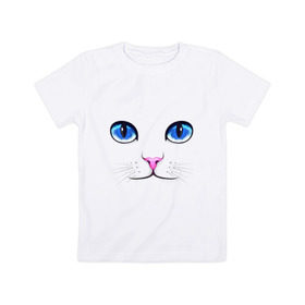 Детская футболка хлопок с принтом Кошачьи глаза в Петрозаводске, 100% хлопок | круглый вырез горловины, полуприлегающий силуэт, длина до линии бедер | Тематика изображения на принте: cat | глаза | глаза кошки | кот | котенок | котэ | кошак | кошка | кошки