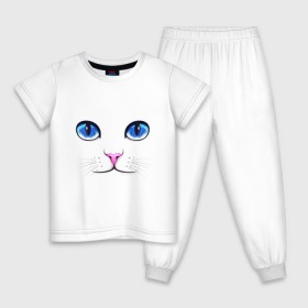Детская пижама хлопок с принтом Кошачьи глаза в Петрозаводске, 100% хлопок |  брюки и футболка прямого кроя, без карманов, на брюках мягкая резинка на поясе и по низу штанин
 | cat | глаза | глаза кошки | кот | котенок | котэ | кошак | кошка | кошки