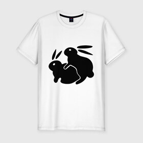 Мужская футболка премиум с принтом Кролики в Петрозаводске, 92% хлопок, 8% лайкра | приталенный силуэт, круглый вырез ворота, длина до линии бедра, короткий рукав | зайцы | кролик | кролики