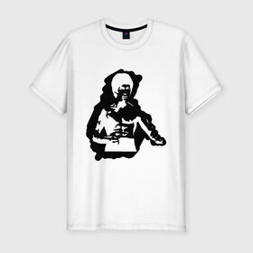 Мужская футболка премиум с принтом Брюс Ли (2) в Петрозаводске, 92% хлопок, 8% лайкра | приталенный силуэт, круглый вырез ворота, длина до линии бедра, короткий рукав | bruce lee