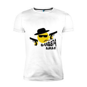 Мужская футболка премиум с принтом Смайл Гангстер в Петрозаводске, 92% хлопок, 8% лайкра | приталенный силуэт, круглый вырез ворота, длина до линии бедра, короткий рукав | 