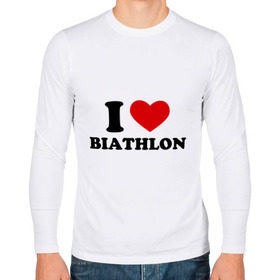 Мужской лонгслив хлопок с принтом Я люблю Биатлон — I love Biathlon в Петрозаводске, 100% хлопок |  | Тематика изображения на принте: биатлон | биатлонисты | я люблю
