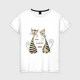 Женская футболка хлопок с принтом Котики murr murr в Петрозаводске, 100% хлопок | прямой крой, круглый вырез горловины, длина до линии бедер, слегка спущенное плечо | love | murr | киса | котики | коты | кошка котя | кошки | любовь | мур