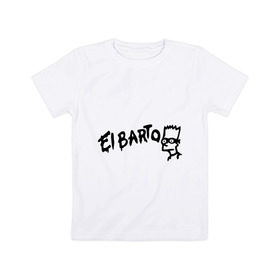 Детская футболка хлопок с принтом Эльбарто в Петрозаводске, 100% хлопок | круглый вырез горловины, полуприлегающий силуэт, длина до линии бедер | Тематика изображения на принте: elbarto | simpsons | барт | барт симпсон | симпсоны | симсоны | эльбарто