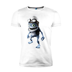 Мужская футболка премиум с принтом Crazy frog в Петрозаводске, 92% хлопок, 8% лайкра | приталенный силуэт, круглый вырез ворота, длина до линии бедра, короткий рукав | crazy frog | крейзи фрог | крэйзи фрог | лягушка