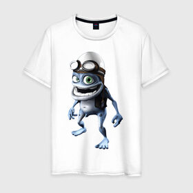 Мужская футболка хлопок с принтом Crazy frog в Петрозаводске, 100% хлопок | прямой крой, круглый вырез горловины, длина до линии бедер, слегка спущенное плечо. | crazy frog | крейзи фрог | крэйзи фрог | лягушка