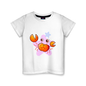Детская футболка хлопок с принтом Мини Рак в Петрозаводске, 100% хлопок | круглый вырез горловины, полуприлегающий силуэт, длина до линии бедер | zodiac | астрология | гороскоп | знаки зодиака | рак