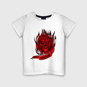Детская футболка хлопок с принтом Ghost rider в Петрозаводске, 100% хлопок | круглый вырез горловины, полуприлегающий силуэт, длина до линии бедер | ghost rider | hell | ад | всадник | дьявол | призрак | призрачный гоншик