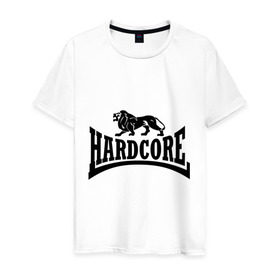Мужская футболка хлопок с принтом Hardcore в Петрозаводске, 100% хлопок | прямой крой, круглый вырез горловины, длина до линии бедер, слегка спущенное плечо. | 
