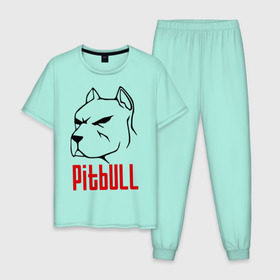Мужская пижама хлопок с принтом Pitbull (Питбуль) в Петрозаводске, 100% хлопок | брюки и футболка прямого кроя, без карманов, на брюках мягкая резинка на поясе и по низу штанин
 | спартак