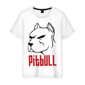 Мужская футболка хлопок с принтом Pitbull (Питбуль) в Петрозаводске, 100% хлопок | прямой крой, круглый вырез горловины, длина до линии бедер, слегка спущенное плечо. | спартак