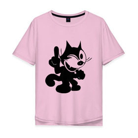 Мужская футболка хлопок Oversize с принтом Cat Fekix в Петрозаводске, 100% хлопок | свободный крой, круглый ворот, “спинка” длиннее передней части | felix | кот феликс | феликс