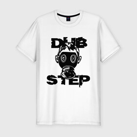 Мужская футболка премиум с принтом Dub step в Петрозаводске, 92% хлопок, 8% лайкра | приталенный силуэт, круглый вырез ворота, длина до линии бедра, короткий рукав | dub | dub step | dubstep | даб | дабстеп | дапстеп | лицо | противогаз