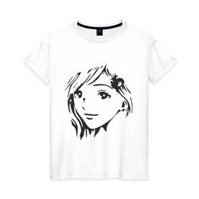Женская футболка хлопок с принтом Anime девочка в Петрозаводске, 100% хлопок | прямой крой, круглый вырез горловины, длина до линии бедер, слегка спущенное плечо | anime | аниме | лицо | лицо девушки в стиле аниме.девушка