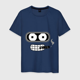 Мужская футболка хлопок с принтом Bender в Петрозаводске, 100% хлопок | прямой крой, круглый вырез горловины, длина до линии бедер, слегка спущенное плечо. | bender | benderмультик | futurama | бендер | мультфильм | футурама