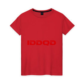 Женская футболка хлопок с принтом IDDQD Doom в Петрозаводске, 100% хлопок | прямой крой, круглый вырез горловины, длина до линии бедер, слегка спущенное плечо | doom | iddqd | дум | классика | читы