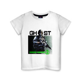 Детская футболка хлопок с принтом Modern Warefare 2 - Ghost в Петрозаводске, 100% хлопок | круглый вырез горловины, полуприлегающий силуэт, длина до линии бедер | ghost | modern | modern warefare 2  ghost | warefare | призрак | снайпер