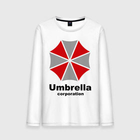 Мужской лонгслив хлопок с принтом Umbrella corporation в Петрозаводске, 100% хлопок |  | resident evil | umbrella corporation | амбрелла | корпорация | логотип | обитель зла