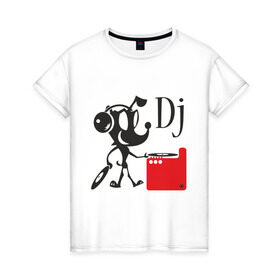Женская футболка хлопок с принтом Dj (9) в Петрозаводске, 100% хлопок | прямой крой, круглый вырез горловины, длина до линии бедер, слегка спущенное плечо | dj | вертушки | диджей | клубные | пластинки | прикольные