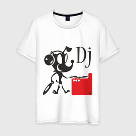 Мужская футболка хлопок с принтом Dj (9) в Петрозаводске, 100% хлопок | прямой крой, круглый вырез горловины, длина до линии бедер, слегка спущенное плечо. | dj | вертушки | диджей | клубные | пластинки | прикольные