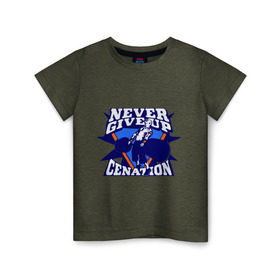 Детская футболка хлопок с принтом WWE John Cena Never Give Up в Петрозаводске, 100% хлопок | круглый вырез горловины, полуприлегающий силуэт, длина до линии бедер | Тематика изображения на принте: wwe | бои без правил | джон сина