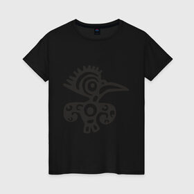 Женская футболка хлопок с принтом Этническая птица в Петрозаводске, 100% хлопок | прямой крой, круглый вырез горловины, длина до линии бедер, слегка спущенное плечо | tribal | птица | трайбл | узор