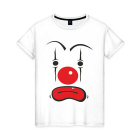Женская футболка хлопок с принтом Грусный клоун в Петрозаводске, 100% хлопок | прямой крой, круглый вырез горловины, длина до линии бедер, слегка спущенное плечо | грусный клоун | грустный | грустный клоун | клоун | цирк
